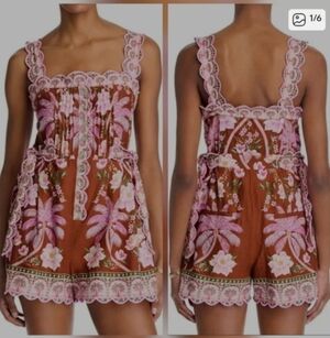 FARM Rio Pink and Brown Floral Jumpsuit